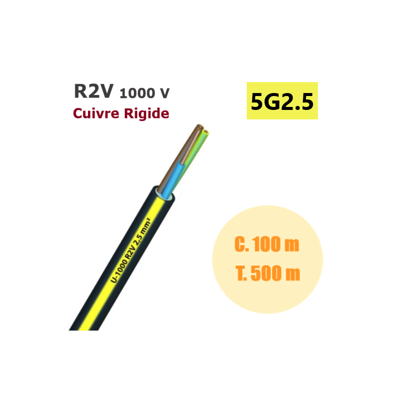 CABLE CUIVRE R2V 5G2,5 cdt