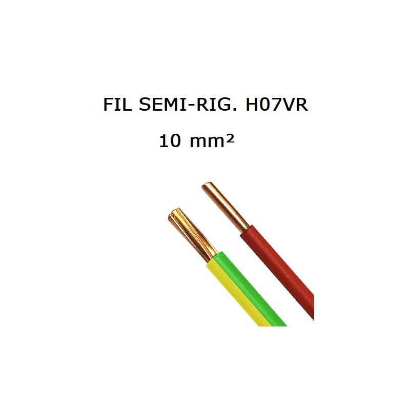 Fil electrique cuivre semi-rigide HO7VR 10mm2