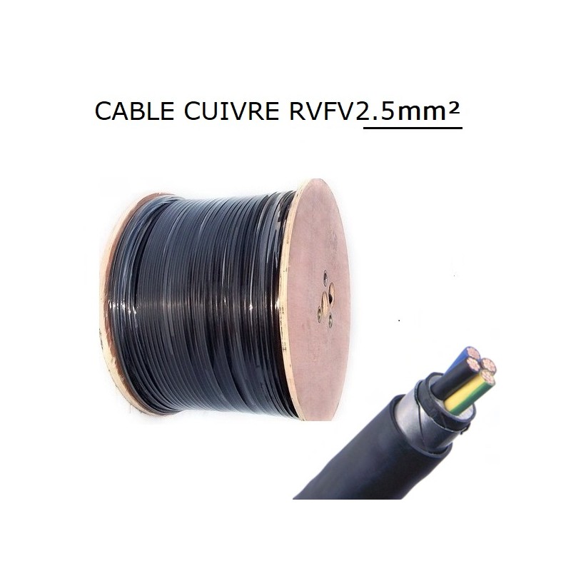 Cable electrique rigide arme cuivre RVFV 3G2.5 mm2