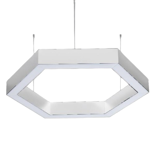 Lustre HEXA – Suspension design hexagonale en métal blanc, luminaire moderne haut de gamme