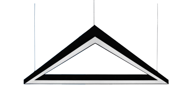 lustre LED design, TRIANGLE, suspension moderne, métal noir, haute qualité